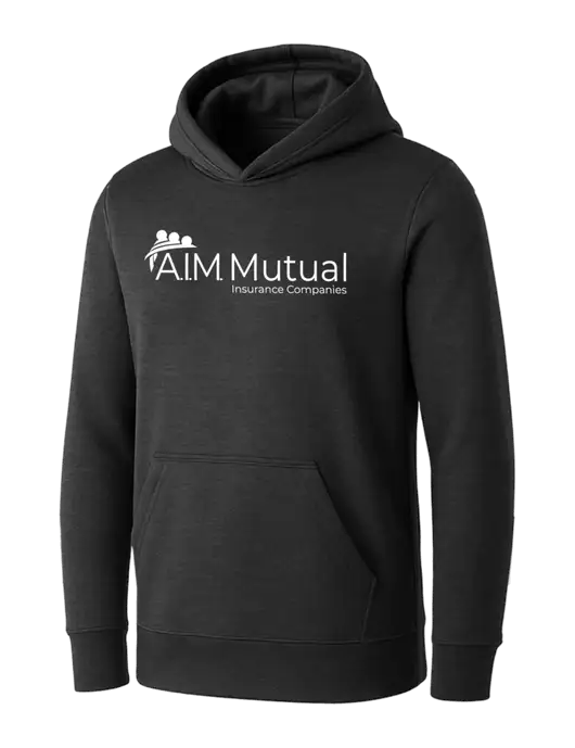 Womens Dark Grey Heather Core Fleece Pullover Hooded Sweatshirt w/A.I.M. Mutual Logo