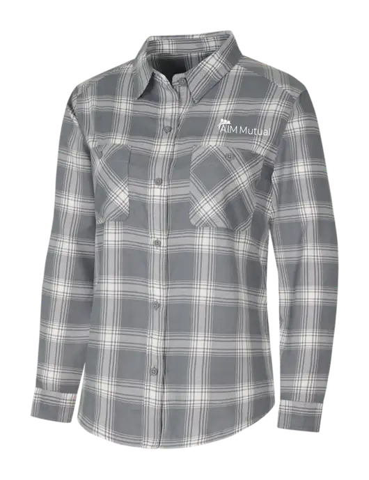Womens Medium Grey/Cream Plaid Flannel Shirt w/A.I.M. Mutual Logo