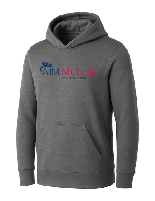 Womens Medium Grey Heather Core Fleece Pullover Hooded Sweatshirt w/A.I.M. Mutual Logo