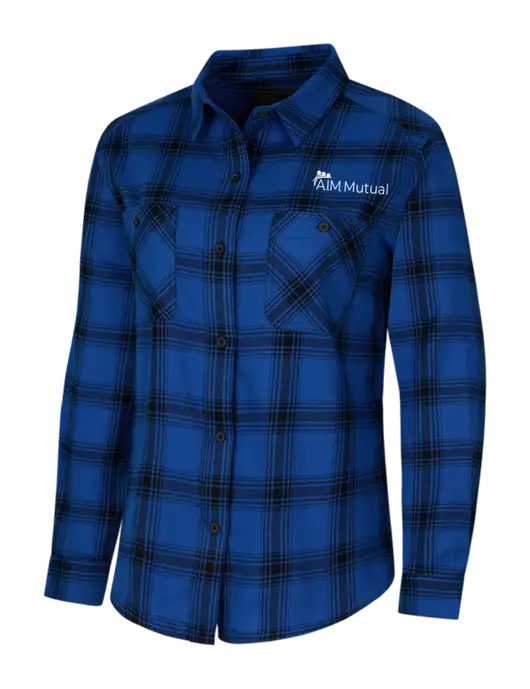 Womens Royal/Black Plaid Flannel Shirt w/A.I.M. Mutual Logo