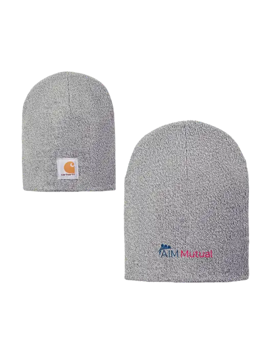 Carhartt Light Grey Heather Acrylic Knit Hat w/A.I.M. Mutual Logo