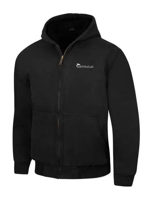 CornerStone Black Washed Duck Cloth Insulated Hooded Work Jacket w/A.I.M. Mutual Logo