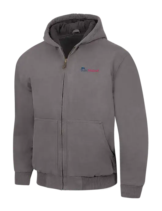 CornerStone Medium Grey Washed Duck Cloth Insulated Hooded Work Jacket w/A.I.M. Mutual Logo