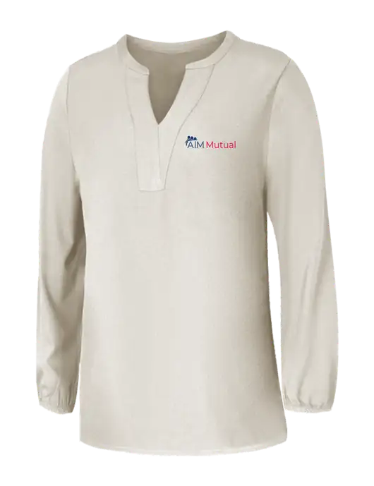 Mercer+Mettle Womens Ivory Stretch Crepe 3/4 Sleeve Blouse w/A.I.M. Mutual Logo