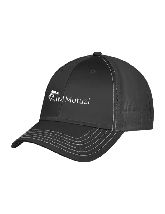 Charcoal Grey Mesh Trucker Cap Snap Back w/A.I.M. Mutual Logo