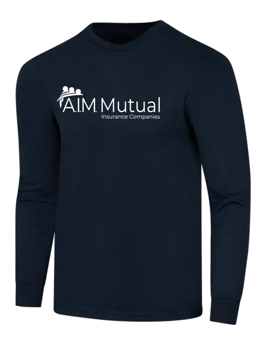 Simply Soft Long Sleeve Navy 4.5 oz, Poly/Combed Ring Spun Cotton T-Shirt w/A.I.M. Mutual Logo