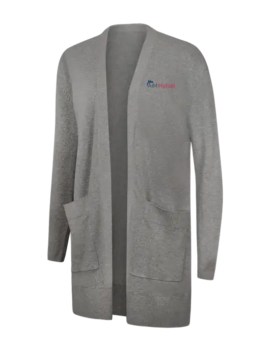 Mercer+Mettle Womens Light Grey Heather Open Front Cardigan Sweater w/A.I.M. Mutual Logo