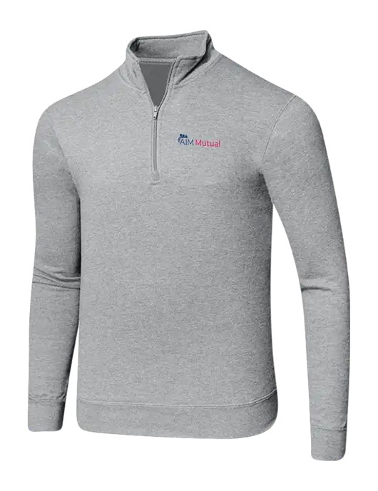 Light Heather Grey 8.5 oz Ring Spun 1/4 Zip Pullover Sweatshirt w/A.I.M. Mutual Logo
