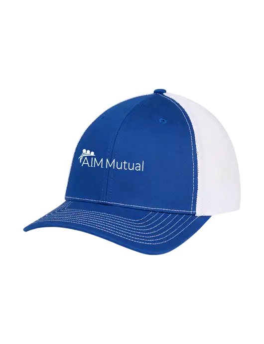 Richardson Adjustable Snapback Original 112 Trucker Cap Royal w/White Mesh w/A.I.M. Mutual Logo