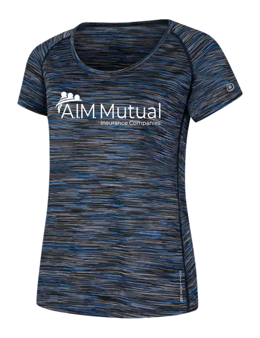 OGIO Womens Black/Royal Space Dye Verge Scoop Neck w/A.I.M. Mutual Logo