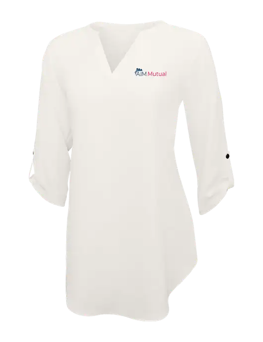 Ivory Womens 3/4 Sleeve Tunic Blouse w/A.I.M. Mutual Logo
