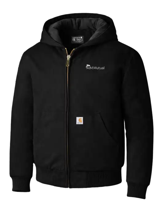Carhartt Black Quilted-Flannel-Lined Duck Active Jacket w/A.I.M. Mutual Logo