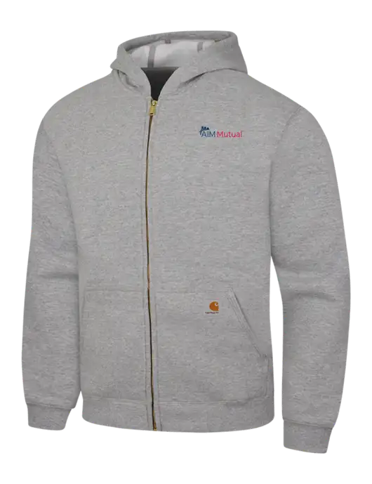 Carhartt Light Grey Heather Midweight Hooded Zip-Front Sweatshirt w/A.I.M. Mutual Logo