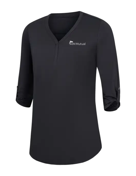 Womens Black City Stretch 3/4-Sleeve Tunic w/A.I.M. Mutual Logo