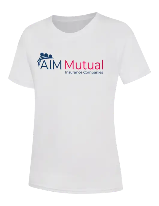 Womens White Core Blend Tee w/A.I.M. Mutual Logo