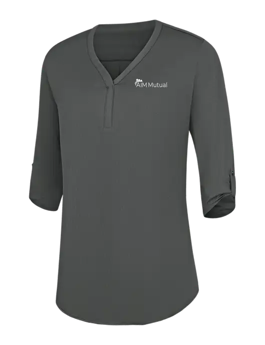 Womens Dark Grey City Stretch 3/4-Sleeve Tunic w/A.I.M. Mutual Logo