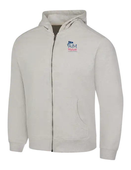 Very Light Grey Heather Re-Fleece Full-Zip Hoodie w/A.I.M. Mutual Logo