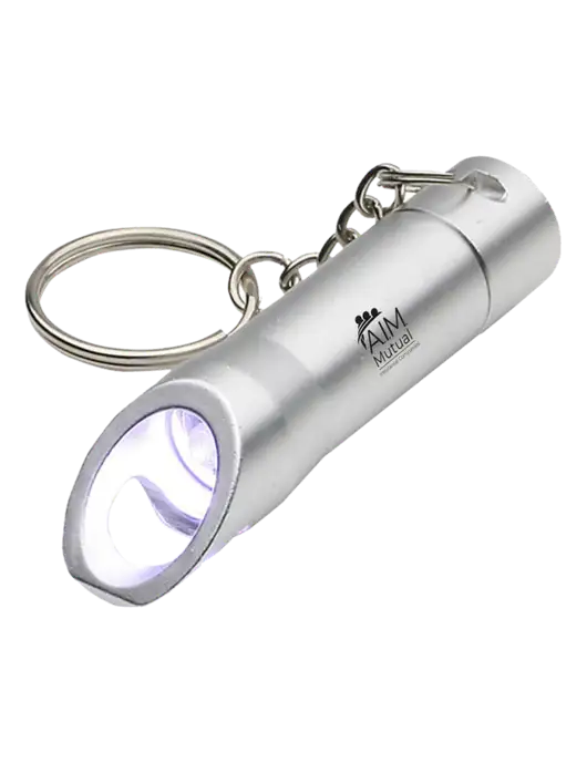 Silver Pocket LED Flashlight with Bottle Opener & Keychain w/A.I.M. Mutual Logo