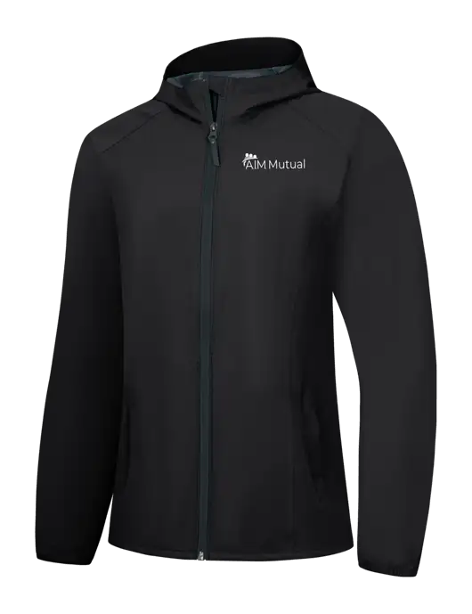 Womens Black Essential Rain Jacket w/A.I.M. Mutual Logo