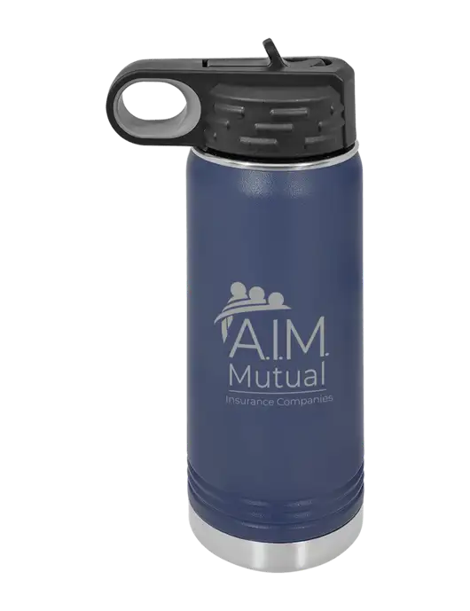 Polar Camel 20 oz Powder Coated Navy Vacuum Insulated Water Bottle w/A.I.M. Mutual Logo