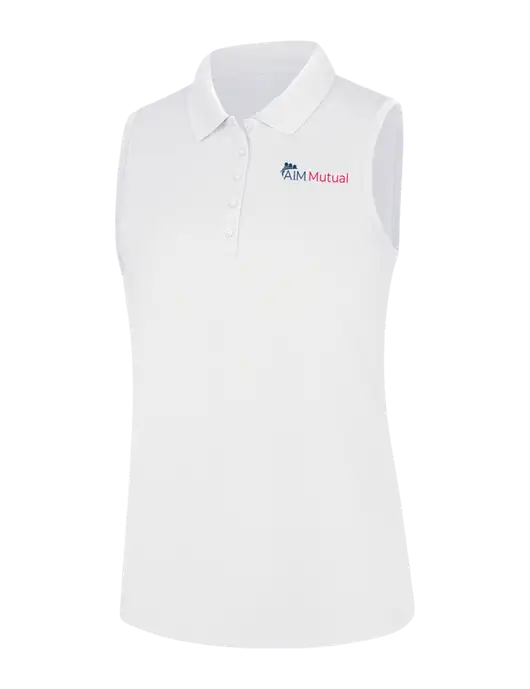 Womens White Dry Zone UV Micro-Mesh Sleeveless Polo w/A.I.M. Mutual Logo