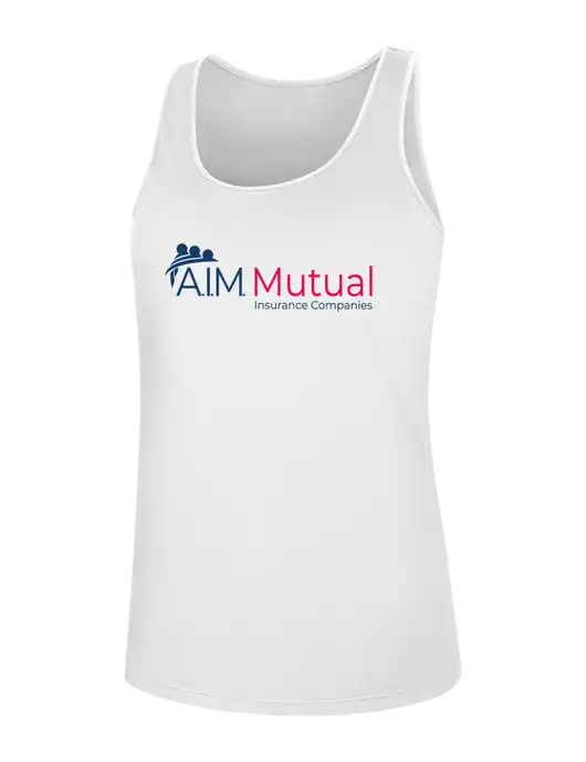 Womens White PosiCharge Competitor Racerback Tank w/A.I.M. Mutual Logo