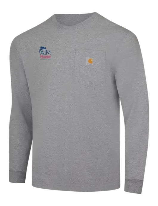 Carhartt Light Grey Heather Workwear Pocket Long Sleeve T-Shirt w/A.I.M. Mutual Logo