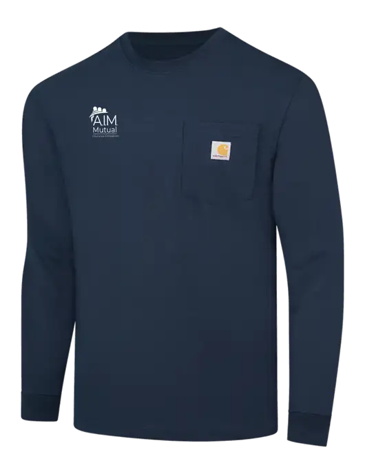 Carhartt Navy Workwear Pocket Long Sleeve T-Shirt w/A.I.M. Mutual Logo