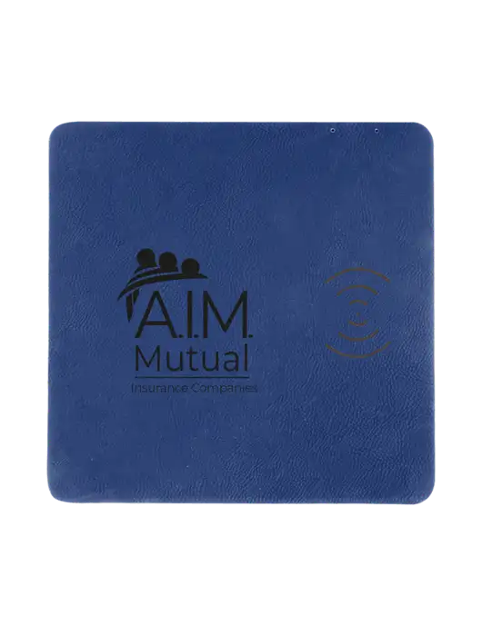 Light Navy Blue Laserable Leatherette Phone Charging Mat w/A.I.M. Mutual Logo