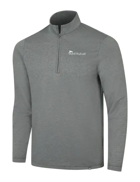TravisMathew Dark Grey Heather Coveside ¼-Zip w/A.I.M. Mutual Logo