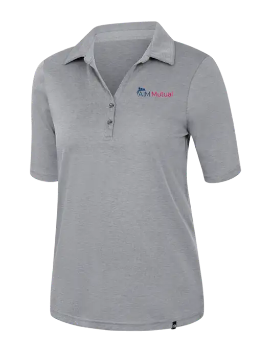 TravisMathew Womens Medium Grey Heather Sunsetters Polo w/A.I.M. Mutual Logo