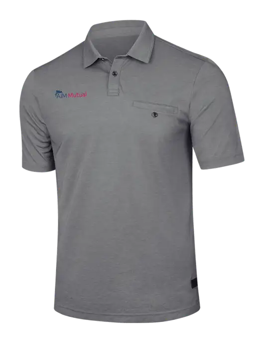 TravisMathew Medium Grey Heather Sunsetters Pocket Polo w/A.I.M. Mutual Logo