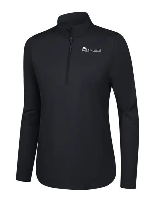  Womens Black C-FREE Double Knit 1/4-Zip w/A.I.M. Mutual Logo