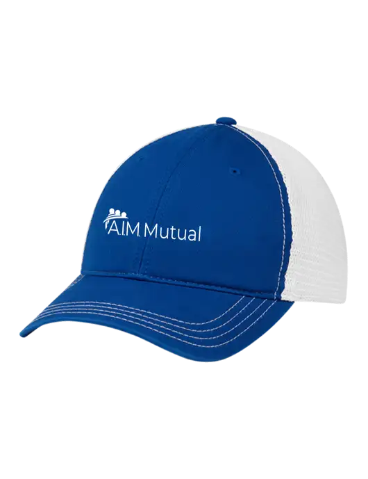 Richardson 111 Garment Washed Trucker Cap Royal w/White Mesh w/A.I.M. Mutual Logo