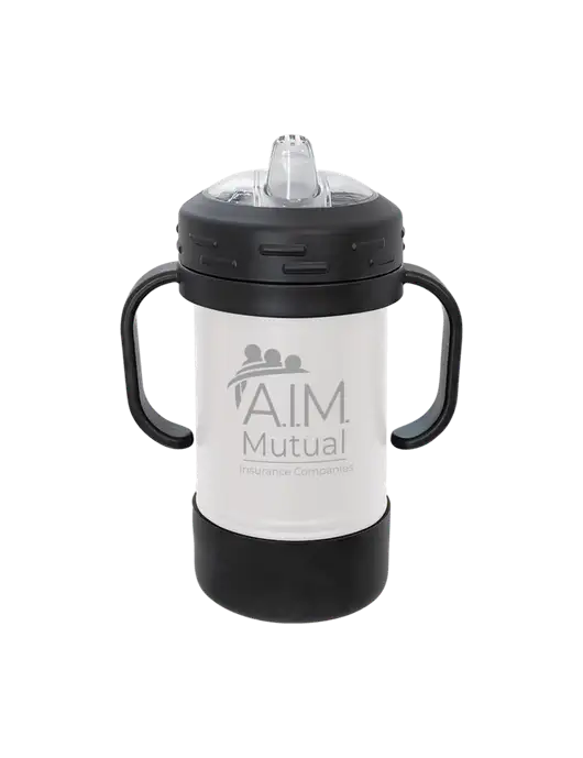 Polar Camel 10 oz Powder Coated White Sippy Cup w/A.I.M. Mutual Logo