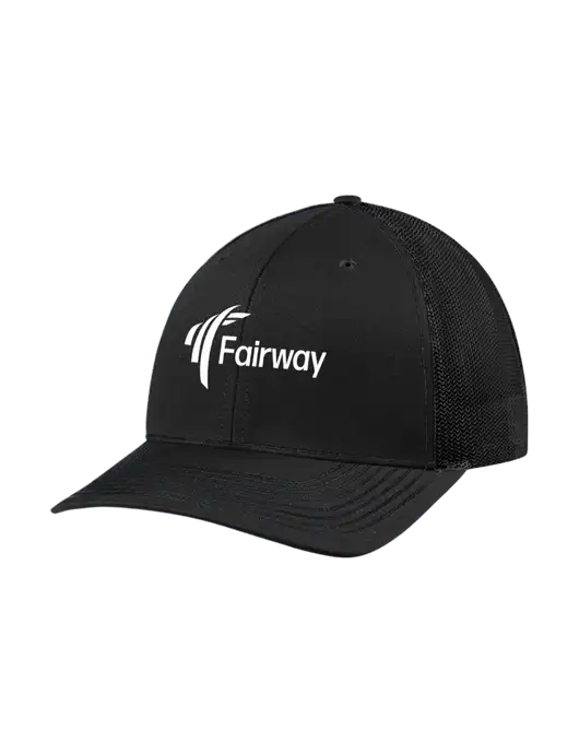 Richardson Adjustable Snapback Original 112 Trucker Cap Black w/Black Mesh w/Fairway Logo