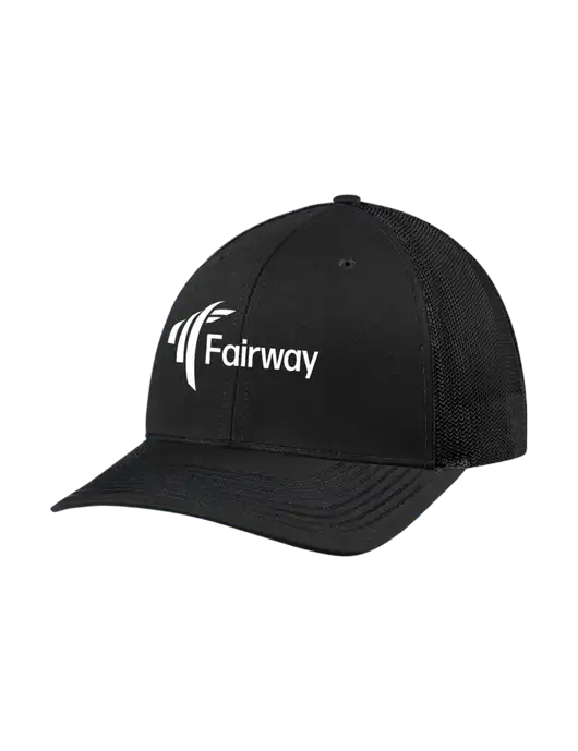 Richardson Adjustable Snapback Original 112 Trucker Cap Black w/Black Mesh w/Fairway Logo