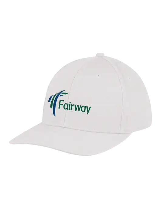 Premium Modern Structured Twill White Snapback Cap w/Fairway Logo