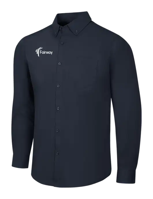 Navy Long Sleeve Carefree Poplin Shirt w/Fairway Logo