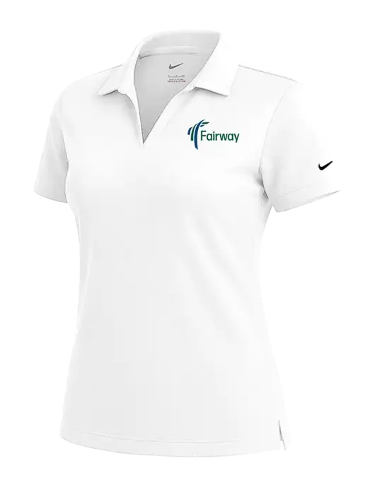 NIKE White Womens Dri-Fit Micro Pique Polo w/Fairway Logo