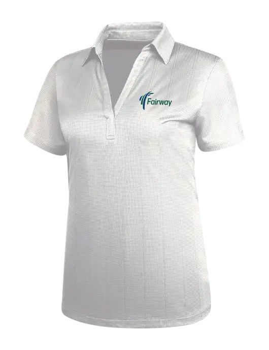 White Womens Performance Fine Jacquard Polo w/Fairway Logo