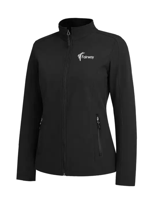 Black Womens Core Soft Shell Jacket w/Fairway Logo