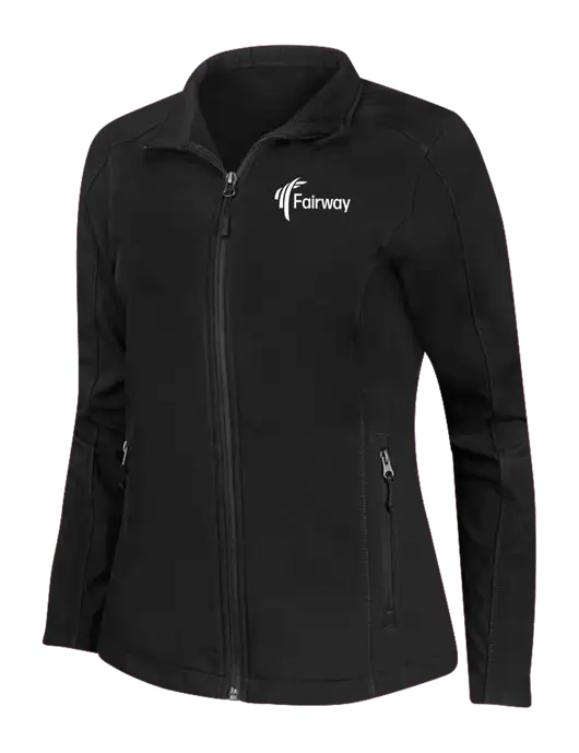 Black Womens Core Soft Shell Jacket w/Fairway Logo