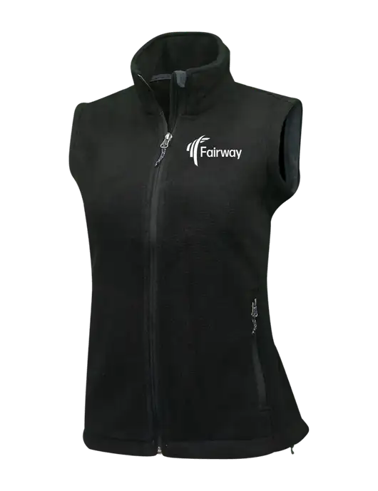 Womens Black Fleece Vest w/Fairway Logo