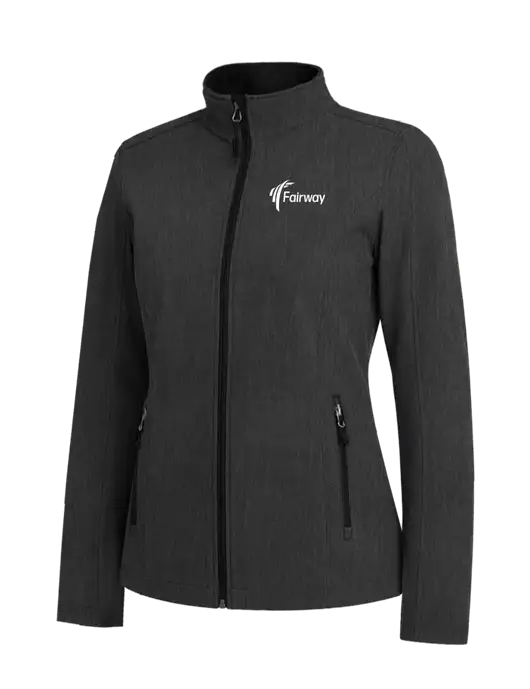 Black Charcoal Heather Womens Core Soft Shell Jacket w/Fairway Logo