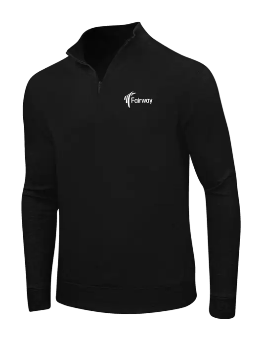 Deep Black/Charcoal Heather Interlock 1/4 Zip w/Fairway Logo