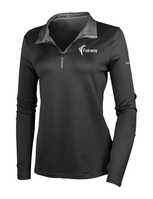 NIKE Black/Dark Grey Womens Dry-Fit Stretch 1/2 Zip Cover-Up w/Fairway Logo