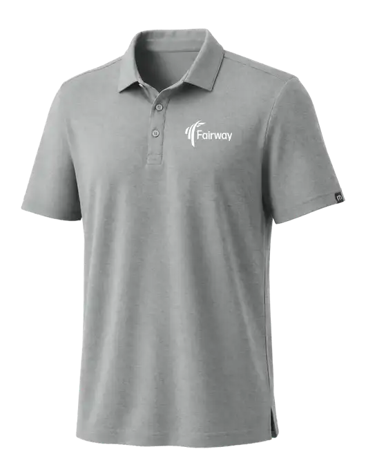 TravisMathew Medium Grey Heather Coto Performance Polo w/Fairway Logo