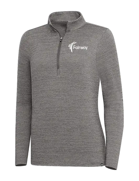 TravisMathew Medium Grey Heather Womens Crestview 1/4 Zip w/Fairway Logo