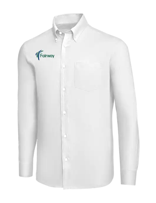 Brooks Brothers White Wrinkle-Free Stretch Nailhead Shirt w/Fairway Logo